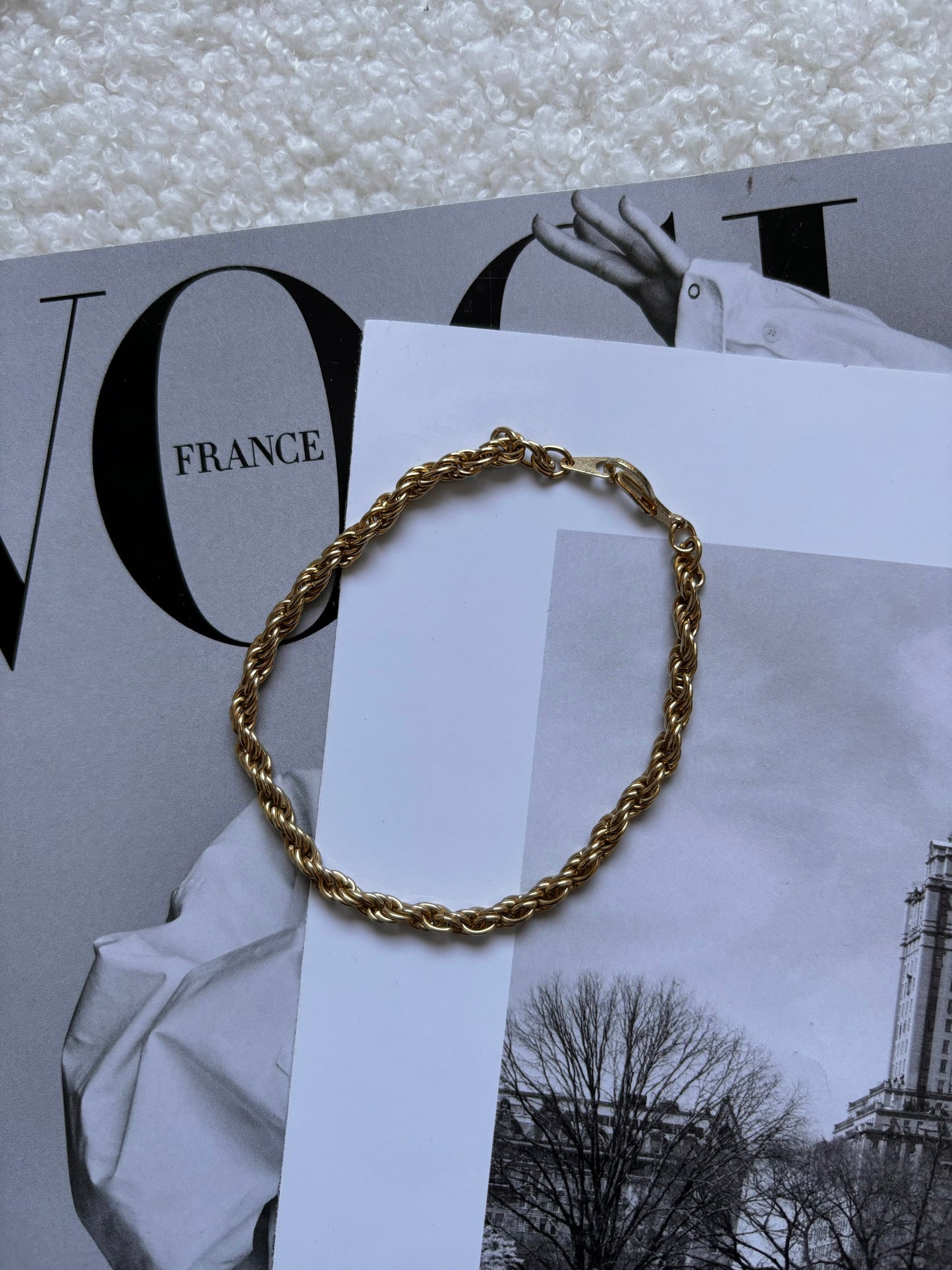 Vintage gold plated braided chain bracelet